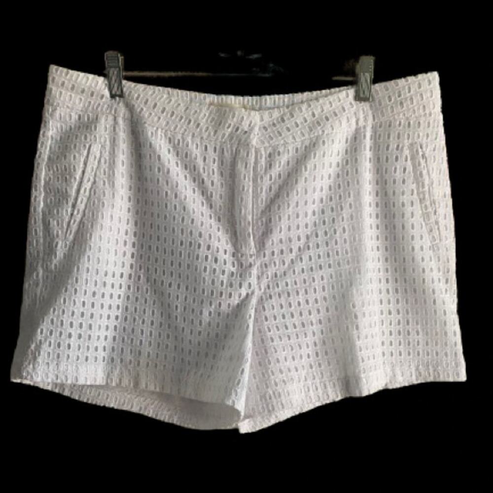 DEPT 222 Womens White Eyelet Cotton‎ Shorts Size 14 Geometric Lace Summer Boho